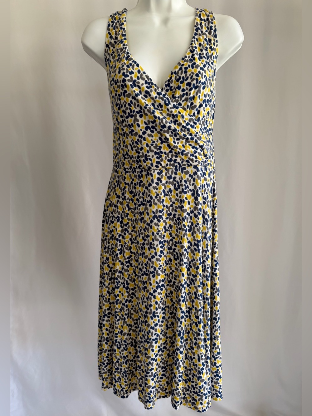 Boden Willa Wrap Dress Blue Yellow Dot Size 10